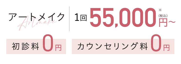 グロウクリニックの女性アートメイク1回分の料金と初診料とカウンセリング料は無料の紹介画像