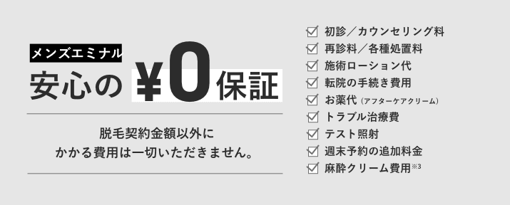 メンズエミナル安心の0円保証