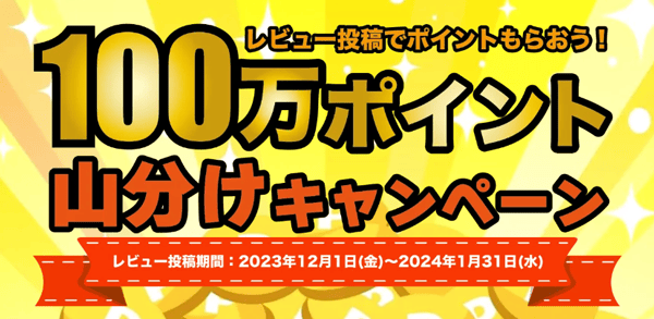 アクティビティジャパンのレビュー投稿で100万ポイント山分けキャンペーン