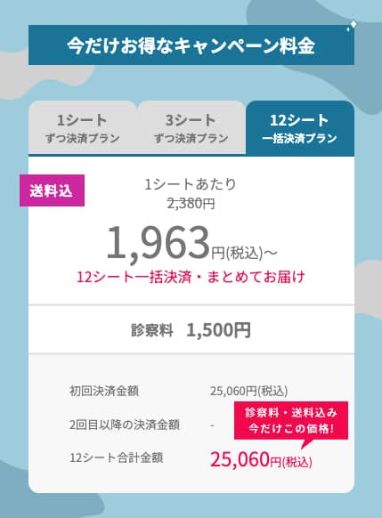 スマルナの低用量ピル5,000円OFF 2024年スタートキャンペーン 12シート合計価格