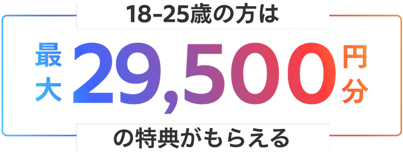 メルカード春の半額祭で18歳から25歳の方は最大29,500円分の特典がもらえる