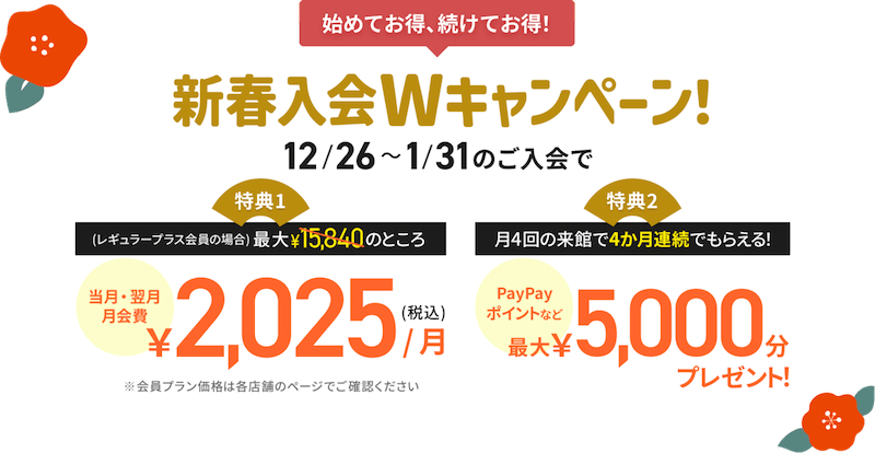 ティップネス 新春入会Wキャンペーン