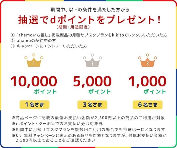 「ahamoいち推し×kikito」dポイント抽選キャンペーン詳細