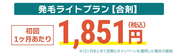 クリニックフォア AGA治療 応援キャンペーン 発毛ライトプラン【合剤】の初回1ヶ月あたり価格