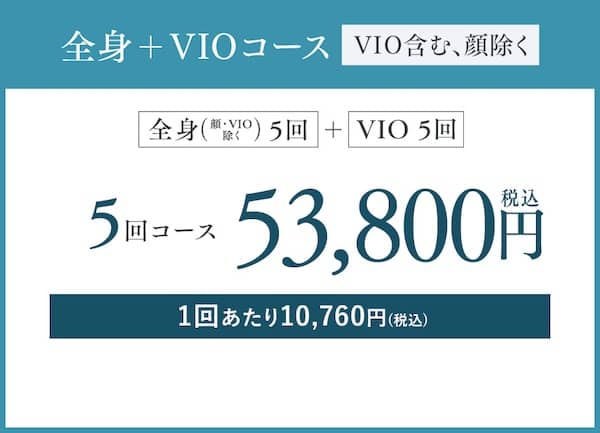 湘南美容クリニックの医療脱毛全身+VIO5回コースは税込53,800円