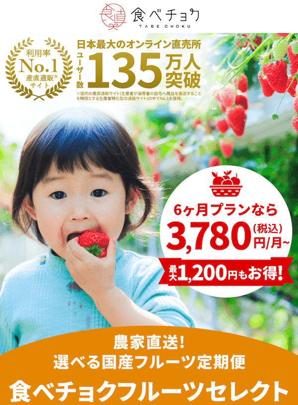 食べチョクフルーツセレクト 6ヶ月プランなら最大1,200円もお得