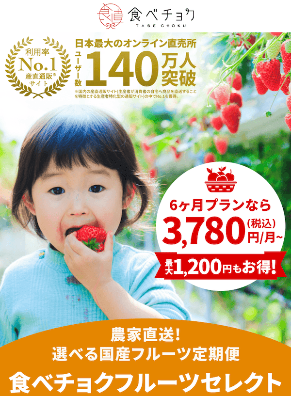 食べチョクフルーツセレクト 6ヶ月プランなら最大1,200円もお得
